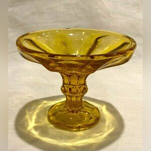Vintage Amber Glass Pedestal Candy Dish/Trinket Holder MCM
